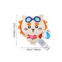 Miniso Búp bê nhồi bông Shisa vòng hoa mùa hè thuộc dòng Qianchuan, chất liệu nhung mềm mại, ngắn, có kính mắt + vòng hoa + bóng bãi biển, trang trí dễ thương, phong cách mùa hè, thích hợp để trang trí nhà cửa/treo ba lô/làm đồ sưu tầm (1 cái) - Nhiều màu - Xem 8