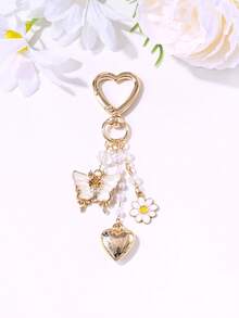 1pc Cute & Elegant Butterfly, Flower, Heart Beaded Keychain, Bag/Car Charm, Party Accessory, Gift
