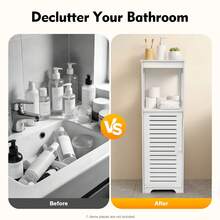 White Bathroom Cabinet With Ventilation (4 Levels) Modern PVC Storage Cabinet 25kg Load Capacity Ideal For Bathroom, Toilet & Guest Room - 白色 - 查看 9