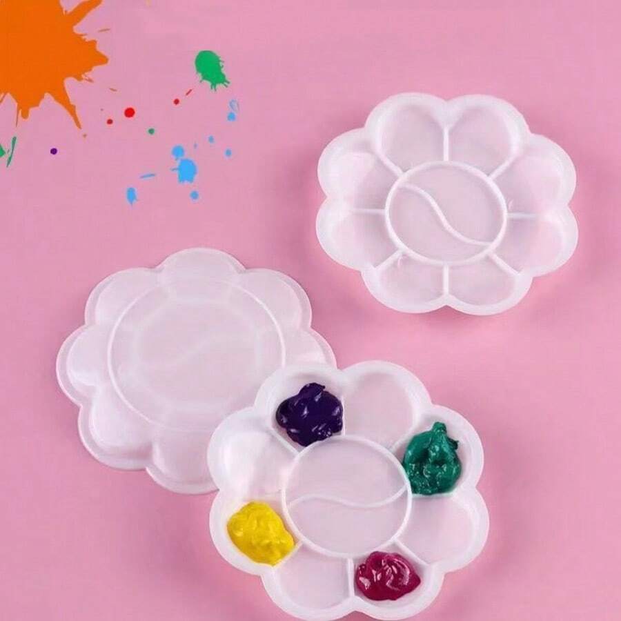 5pcs/10pcs/20pcs Mini Flower Shaped Plastic Palette - Suitable For Mixing Watercolor, Gouache Paints For Artistic Painting