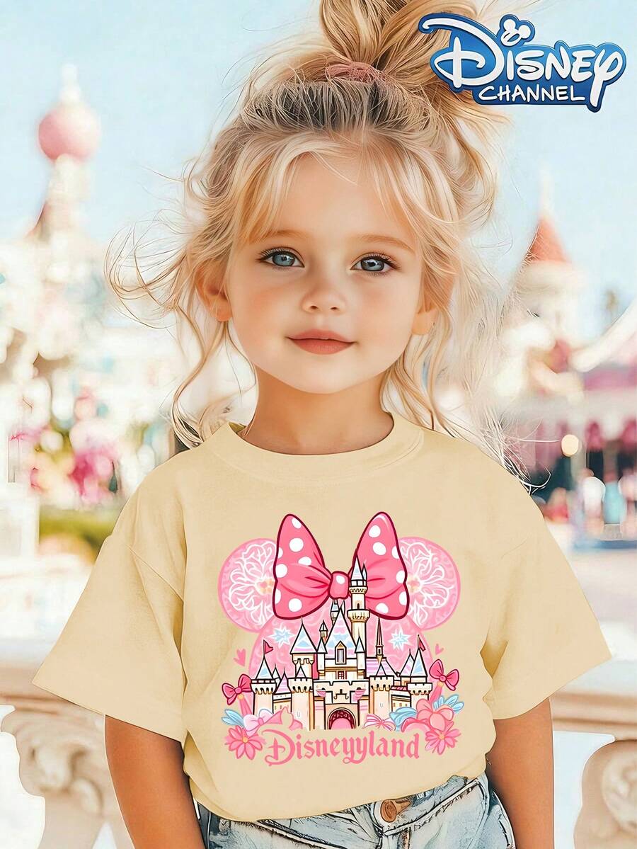 Disney's "Best Day" T-Shirts, Disneyland Prints, Disney Official Authorization, High-Quality Children's T-Shirts, Perfect Gifts, Fashionable Casual Wear, Girls' Shirts, Girls' Gifts. - Apricot - View 1