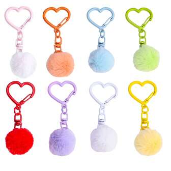 Set de 20 llaveros con bola de peluche en forma de corazón de colores caramelo, adorno colgante en forma de corazón, regalos creativos del Día de San Valentín para mujeres y niñas