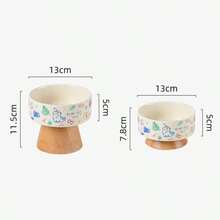 Ceramic Raised Pet Bowl For Cats And Dogs, Neck-Protecting Anti-Spill Graffiti Design Pet Supplies