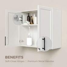 Wall Cabinets For Laundry RoomShaker Wall Mounted Kitchen Cabinets With Adjustable Shelf Floating Hanging Storage Cabinet For Laundry Room Bathroom Kitchen 62.8" W X 12" D X 21.7" H - 48"W - View 4