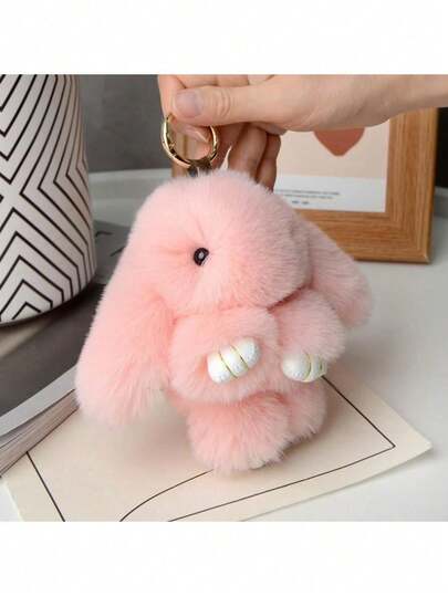 Easter Faux Fur Rabbit Keychain, Cute Soft Plush Doll Pendant, Women Backpack Decoration Accessory, Suitable For Bag Decor, Birthday, Easter Gift, Halloween Costume