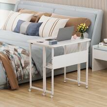 Tragbarer Klappschreibtisch mit Rollen, platzsparender Klappschreibtisch, mit Ablage, einfache Montage, 80*58*75 cm - Weiss - Übersicht 6