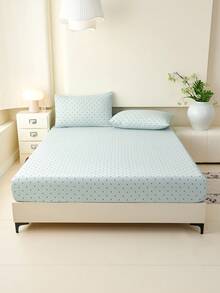 1 chiếc ga phủ giường họa tiết chấm bi xanh nhạt, tấm bảo vệ nệm kiểu dáng dễ thương dành cho bé gái, ga phủ nệm ngày Valentine, ga trải giường vừa vặn, mềm mại và thoáng khí, phù hợp với nhiều kích cỡ giường - đơn, đôi, cỡ Queen, cỡ King, thiết kế túi sâu cho độ sâu lên đến 11,8 inch. - Màu xanh nhạt - Xem 2