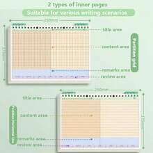 B5 Flip Notebook, Thick Gridline Memo Pad, Horizontal Layout, Suitable For University Students - Multicolor - View 3