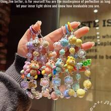 新款卡通串珠手机链，暴力熊手绘串珠吊坠，包包/汽车钥匙扣配件，完美礼物，生日礼物，理想礼物，惊喜礼物，节日礼物，季节礼物 - 彩色 - 查看 2