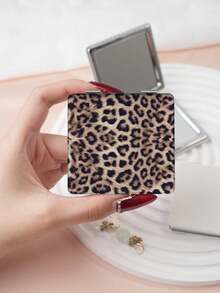 1pc Y2K Leopard Print Vanity Mirror, Foldable Lightweight Compact Handheld Mirror, Durable PU Leather, Suitable For All Occasions, Portable Pocket Mirror With Colorful Leopard Print, Bow, Cherry, And Star Patterns, Folding Design, Reliable And Scratch-Resistant - Multicolor - View 14