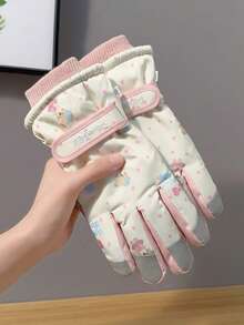 一双可爱粉色滑雪手套，女士款，防风保暖，触屏兼容，适合滑雪、单板滑雪、冬季户外运动，冬季手套，雪地手套，圣诞礼物 - 彩色 - 查看 10