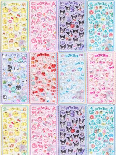 3D Stereoscopic Embossed Stickers, Cute Cartoon Fun Educational Toys, 3D DIY Handmade Phone Decoration Stickers, Girl Gift, Handmade Toys, Diamond Gem Crystal Handmade Decorative Stickers, Christmas/Thanksgiving Holiday Birthday Gift For Kids