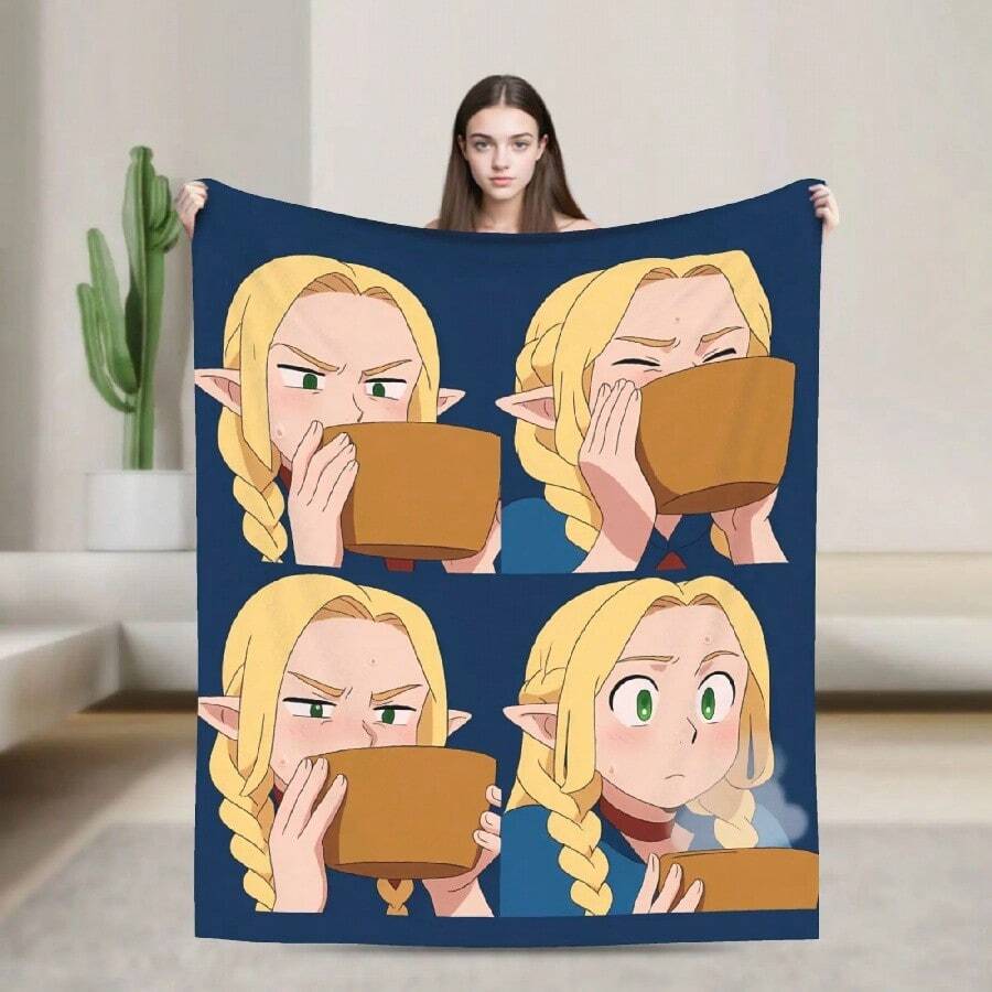 Dungeon Meshi Anime Marcille Laios  Blanket Quality Warm Soft  Throw Blanket Autumn S Outdoor Funny Bedspread(23).Jpg - 白色 - 查看 1