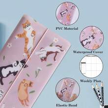 Travelers Notebook Inserts With PVC Sleeve,Undated Weekly Planner,Weekly To Do List Notepad,30 Sheets,8.25\ X 4.25\,Pocket Notebook For Journals,Dis,Planners,Pink Cat - PinkCatPVCSleeveHolder & WeeklyPlanNotebook - View 4