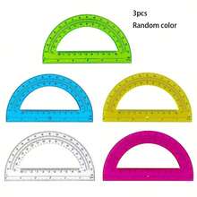 3pcs 180° Protractor, Suitable For Drawing, Math, Students Back To School, Office Angle Measurement Tool (Random Color) - Multicolor - View 7