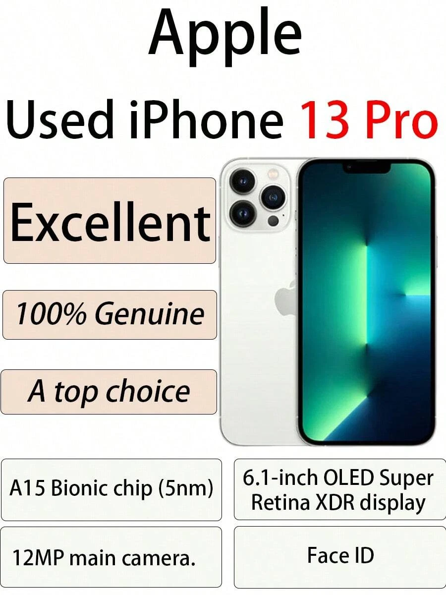 Apple iPhone13 Pro 5G正品二手手機 13pro A15晶片 256GB續航力 白色港白97新正品(Hong Kong Version,No eSIM) - 白色 - 查看 1