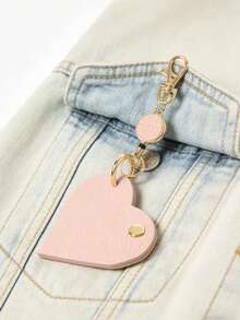 Loving Pu Leather Key Bag, Personalize Your Name.Niche Key Storage Bag,Heart-Shaped Car Keychain Made Of Ultra-Fine Faux Leather, Personalized Heart Keyring, Retractable Key Fob, The Retractable Keychain Is Compact And Stylish, Prevents Lost Keys, And Is Detachable.Valentine's Day Gift.Valentine's Day Gift.Back-To-School Season, Office And School Supplies - Multicolor - View 15