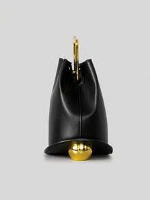 Fashionable Minimalist Irregular Handbag, New Casual Versatile Commuter Tote Bucket Bag For Women - Black - View 2