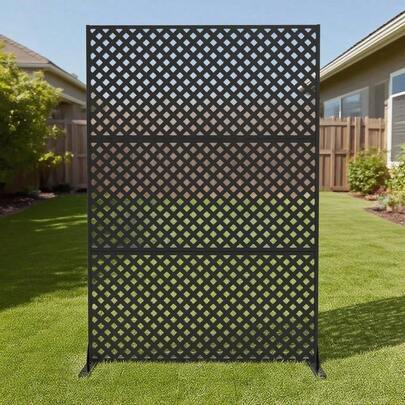 Pantalla de privacidad pesada para exteriores, valla de privacidad de acero galvanizado, panel decorativo independiente con soporte, divisor de habitación resistente al viento y a la oxidación para patio, balcón, jardín, interior, 72" h * 47" w