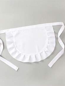 1pc Fashion Black & White Lolita Style Maid Apron - Cute Polyester Kitchen Cooking Apron For Women [Lace Trim Style Sent Randomly] - Multicolor - View 1