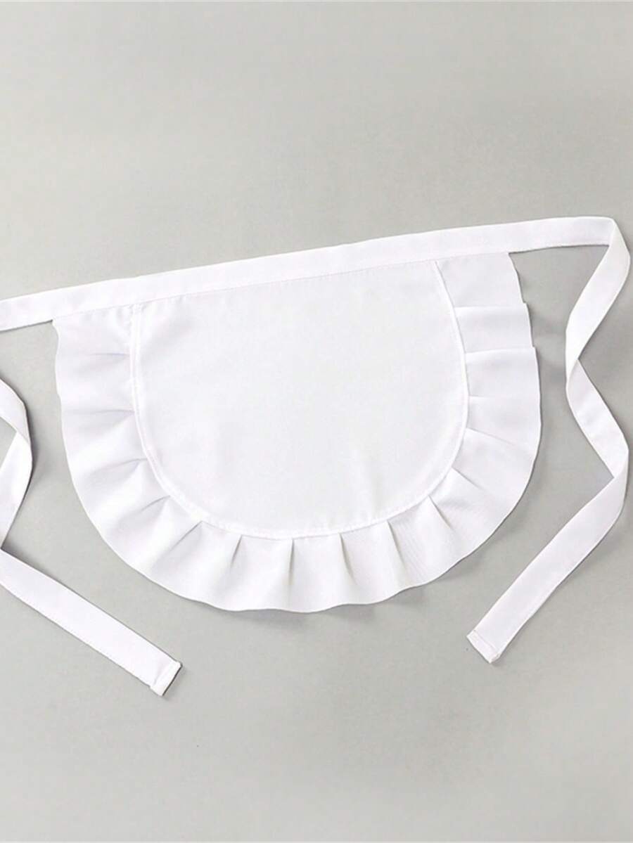 1pc Fashion Black & White Lolita Style Maid Apron - Cute Polyester Kitchen Cooking Apron For Women [Lace Trim Style Sent Randomly] - Multicolor - View 1