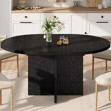 Studyset 43.3in-59in Extendable Round Dining Table For 4-8, Space Saving Kitchen Table With Removable Leaves, Oval Dinner Table For Dining Room, Kitchen, Living Room - màu đen - Xem 2