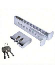 Car Anti-Theft Brake Clutch Lock, Car Security Protection Safety Tool, Automobile Hidden Brake Throttle Pedal Lock With 3 Keys - Silvery - View 8