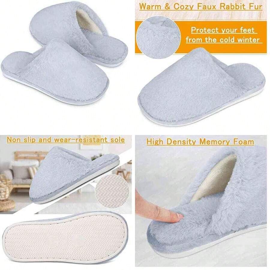 RAINSMORE Pantuflas Mujer Cmoda Pantuflas para Mujer Slippers Women Antideslizante Zapatillas de Casa Pantuflas Clidas de Invierno con Cierre de Velln Cmoda Zapatillas Casa - rosa+24-25 - Ver 1