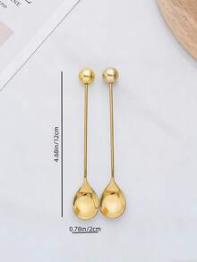 2pcs Gold/Silver Beaded Decorative Spoons, Coffee Spoons, Cake/Snack Spoons - Gold - View 9