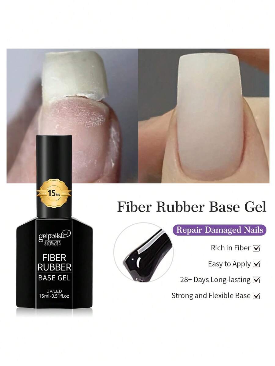 15ml Faser Nagel Reparatur Gel für gebrochene Nägel, Faser Gummi Basis Gel Transparent Nagel Reparatur Gel, Gel Nagel Verstärker für dünne Nägel Verlängerung kurzer Nägel - Transparent - Übersicht 1