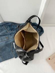 Túi xách cỡ lớn thời trang mới, túi đeo vai kiểu Hàn Quốc, ba lô đi làm thường ngày. - màu đen - Xem 5