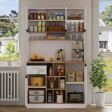 105 * 45 * 185 Cm, Modern Kitchen Cabinet, Sideboard, High-Glazed Cabinet, Metal Handle, Side Tables, Kitchen Cabinets, Kitchen Cupboards And Kitchen Furniture. - White - View 4