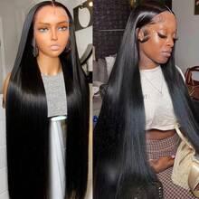 40 Inch 13x4 HD Bone Straight Lace Front Wigs Human Hair 13x6 Brazilian Transparent Lace Frontal Wig For Women 5*5 Glueless HD Lace Closure Remy Hair Preplucked With Baby Hairen Preplucked 40 Inch - Natural Black - 查看 7