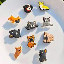 10个狗狗系列DIY时尚鞋洞装饰，可拆卸卡通鞋饰，适用于木屐、凉鞋，优质鞋履配件，非常适合作为生日礼物和派对小礼品。 - 彩色 - 查看 9