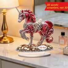 1/4件亚克力精美小马装饰摆件，钻石和硬币设计，适用于家居、农舍、客厅、卧室、办公桌，也是节日送礼佳品，2D - 多色 - 查看 2