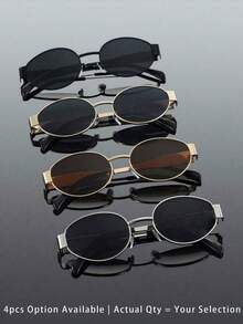 Bộ 1/4 gọng kính kim loại hình học cổ điển, thời trang, phù hợp cho mùa tựu trường, lễ hội âm nhạc, tiệc bãi biển, câu cá, lái xe, chơi golf và các dịp khác. - Nhiều màu - Xem 11