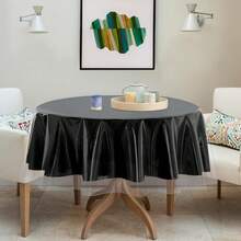 Sancua Clear Plastic 1OO% Waterproof Round Tablecloth - 54 Inch - Vinyl PVC Table Cloth Protector Oil Spill Proof Wipe Clean Table Cover For Dining Tables, Parties & Camping, Crystal Clear - CrystalClear54inchRound - View 3