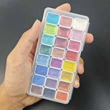 24 Colors Pearl Watercolor Paint Set - Vibrant Solid Packaging, Suitable For Chinese Painting, Thangka Calligraphy And Color Art Creation, Suitable For Professional Art Use, Glitter Watercolor Paints - 24 colour sunset - View 4