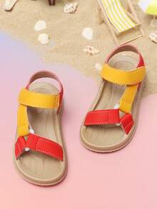 婴儿平底凉鞋，舒适百搭的男女童罗马式魔术贴凉鞋 - 黃色 - 查看 3