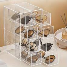 1pc 4-Layer 4-Drawer Transparent Pull-Out Eyeglasses Storage Box - Clear - View 4