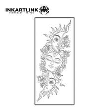 1 miếng hình xăm dán tạm thời chống thấm nước INKARTLINK hình mặt người và hoa lá, giữ được 1-2 tuần, hình xăm nước ép trái cây, trang trí cơ thể lý tưởng cho mùa thu/đông, phù hợp cho cả nam và nữ. - màu đen - Xem 4