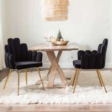 2PCS Wahson Dining Chair, Velvet Dining Chair, Modern Living Room Chair With Armrest And Gold Leg, Kitchen Chair For Restaurant And Dining Room - Black - View 8