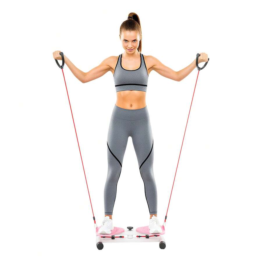YUNRUX Waist Rotating Board Exercise Twisting Fitness Tool With Elastic Tension Ropes - Pink - View 1