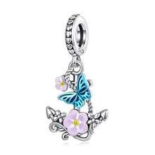 Cute Panda Animal 925 Sterling Silver Charms For Bracelets And Necklace Dangle Pendants Butterfly Elephant Dog Bead Jewelry Present For Women Family Friends - 花朵錨吊墜垂墜 - 查看 1