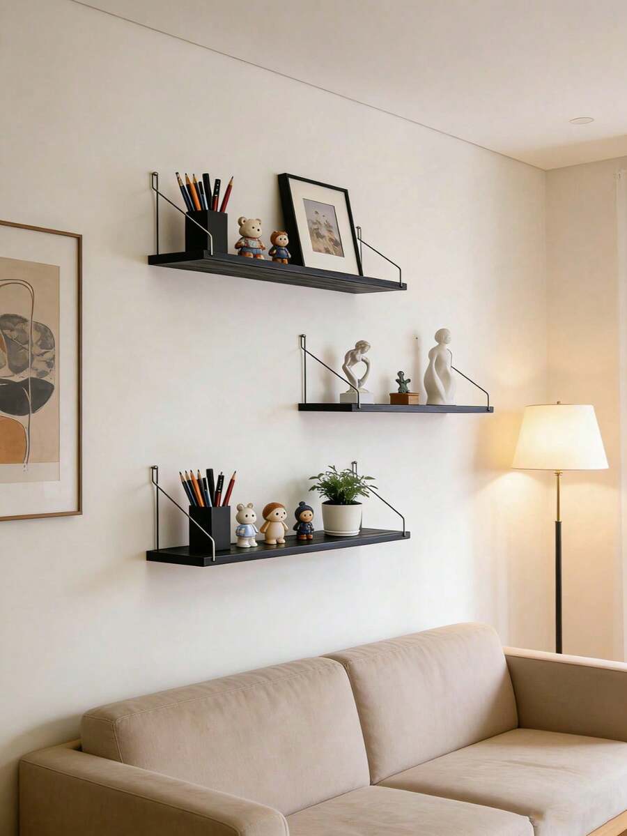 1pc Floating Shelf For Wall Decor, Rustic Wood Wall Shelf For Bedroom, Farmhouse Shelf For Bathroom, Hanging Shelf For Storage, Wall Mounted Shelving Unit, Hanging Plant Rack