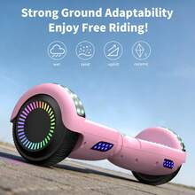 300W 7.5MPH Hoverboard For Kids, 7.5 Mile Range, 3H Charge, 6.5" Wheels, Bluetooth & Corlorful LED Lights, Ideal Gifts For Kids Boys & Girls,Christmas Gifts Halloween Gifts - 淺粉色 - 查看 3