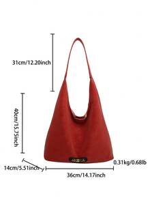 时尚大容量女士单肩包，设计手提包 - 紅色 - 查看 2