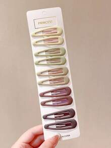 10pcs Coffee Color Star Cute Side Bangs Hair Clips, Suitable For Daily Matching