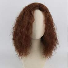 Men Wig Long Men Wig Curly Layered Hooded Flame Retardant Synthetic Wig Men Natural Wig Daily Party Costume Cosplay Wear (Brown), Carnival/ Gras/Masquerade - Rust Brown - View 4