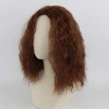 Men Wig Long Men Wig Curly Layered Hooded Flame Retardant Synthetic Wig Men Natural Wig Daily Party Costume Cosplay Wear (Brown), Carnival/ Gras/Masquerade - Rust Brown - View 5